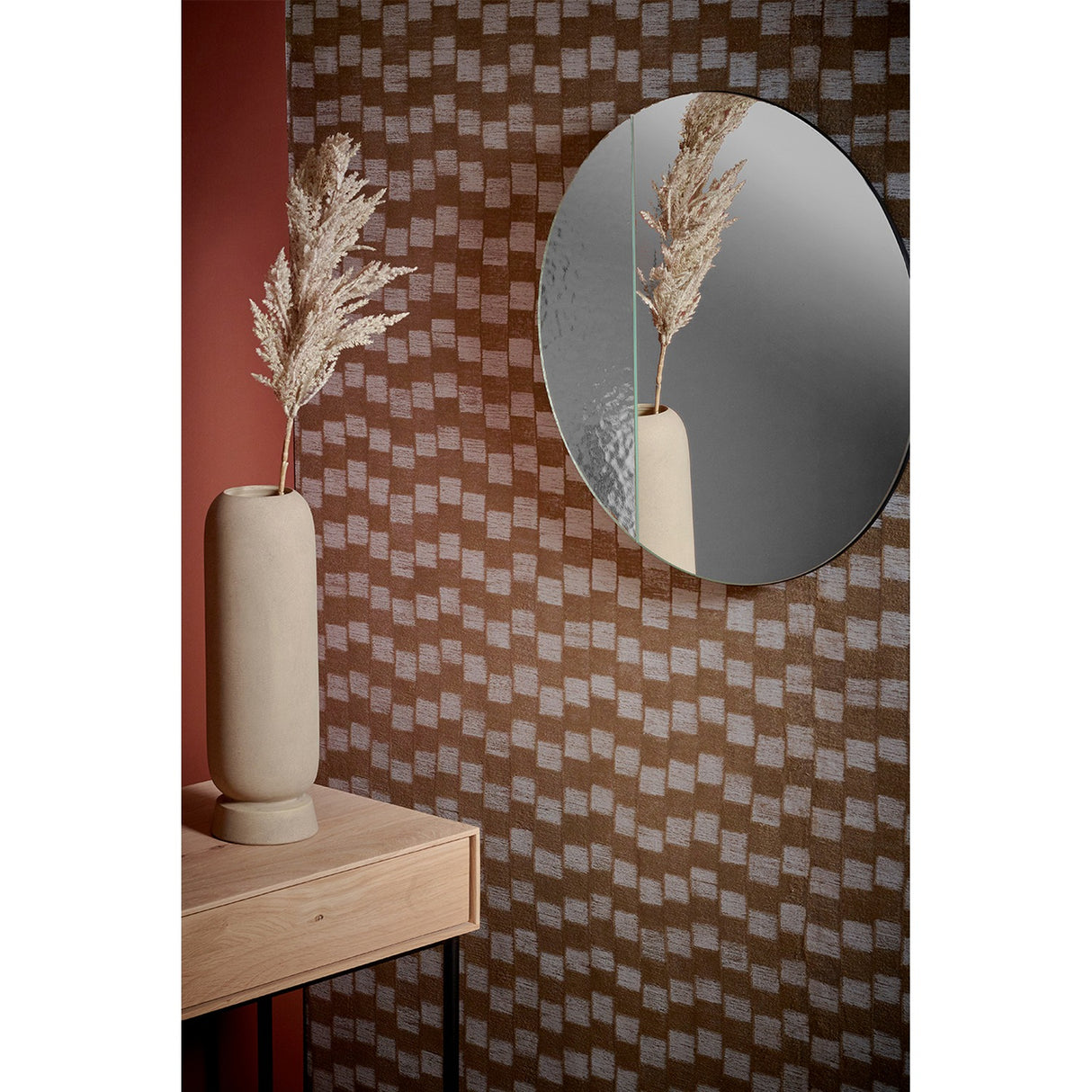 Cord Deco Textured Glass Round Wall Mirror 58cm