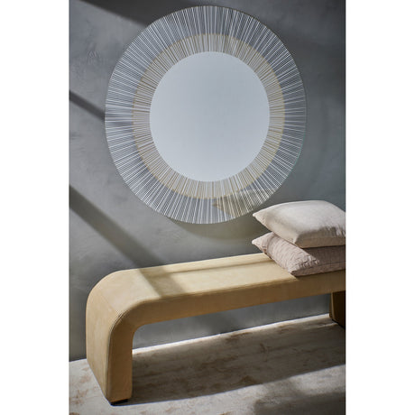Yoko Bronze Sunburst Printed Glass Round Mirror 105cm