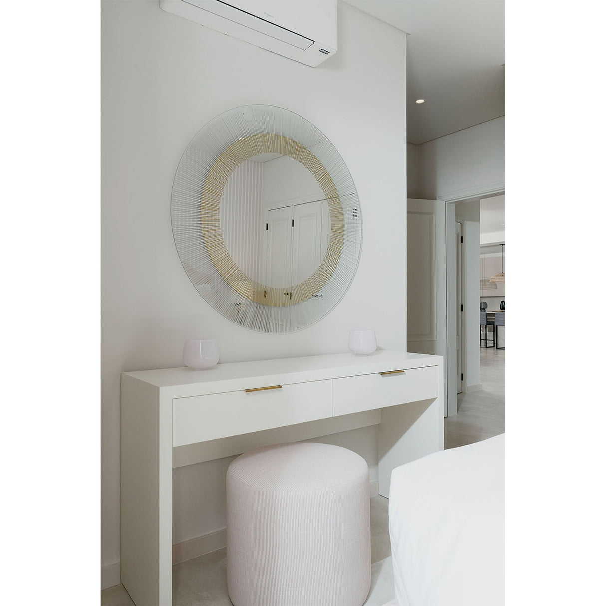 Yoko Bronze Sunburst Printed Glass Round Mirror 105cm