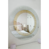 Yoko Bronze Sunburst Printed Glass Round Mirror 105cm