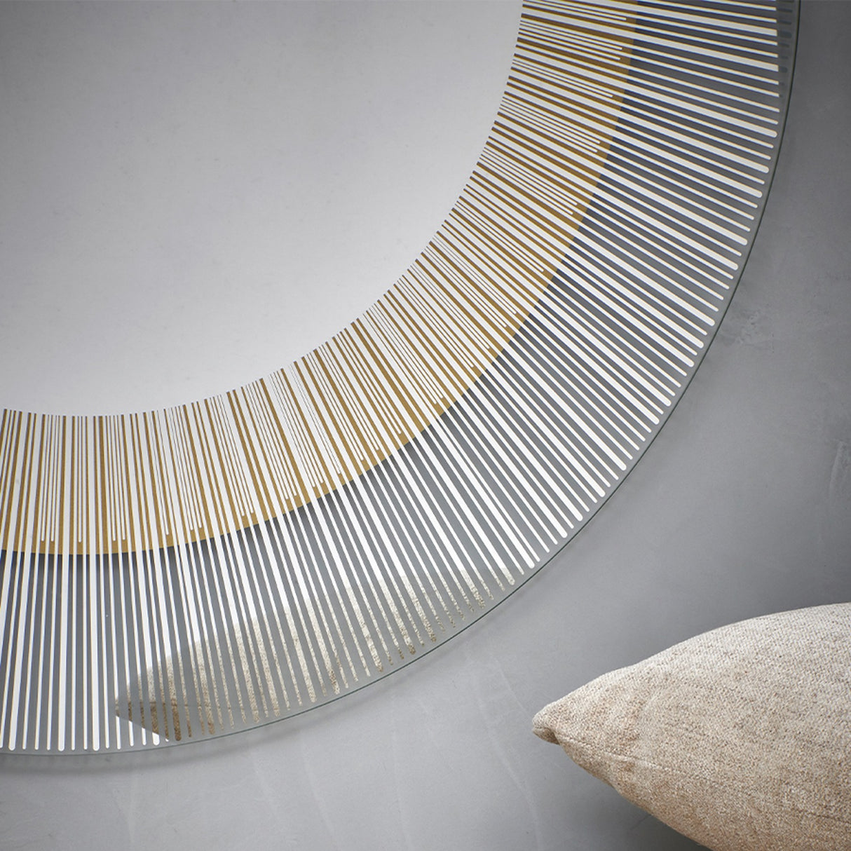 Yoko Bronze Sunburst Printed Glass Round Mirror 105cm