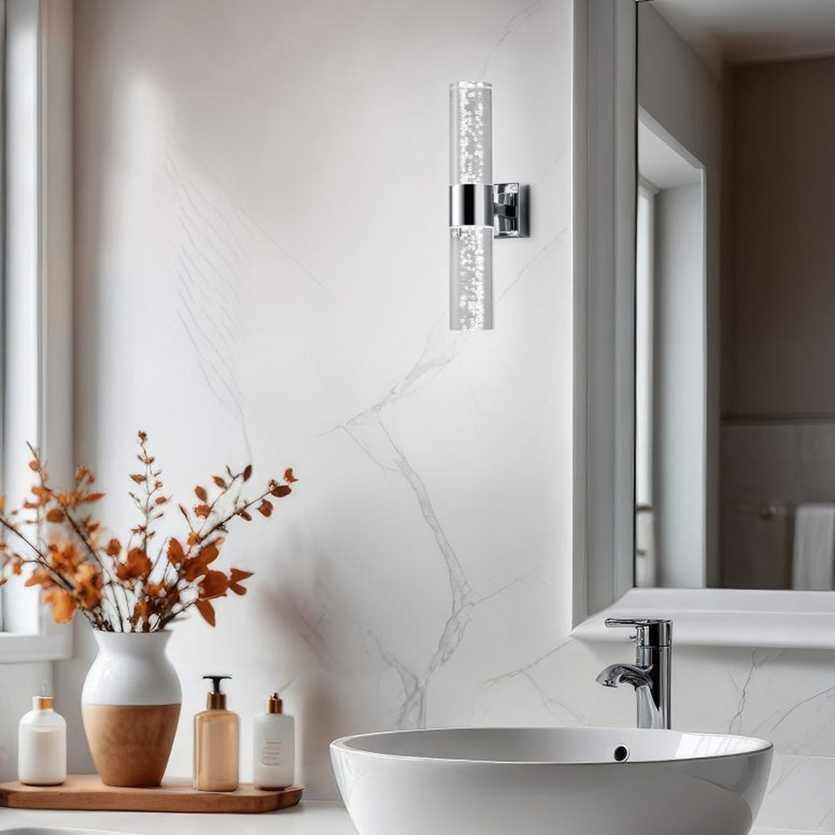 Bolsa 2 Light LED Up Down Outdoor Wall Light – Chrome