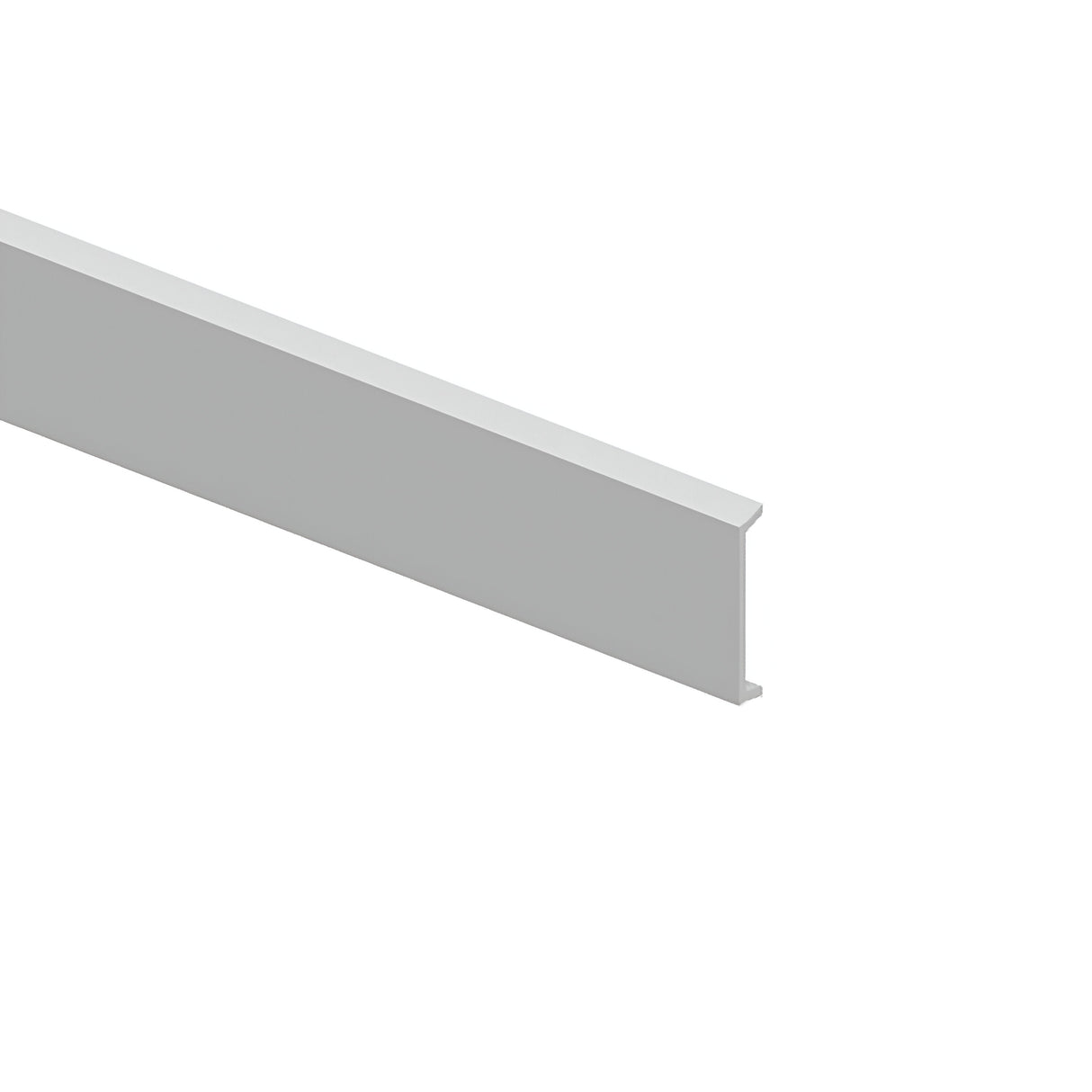 A sleek Luxeon Recessed Track Cover 1m in white, showcased against a white backdrop, featuring a minimalist T-shaped metal beam. The aluminum design emphasizes its extended horizontal top and vertical support, ideal for modern interior design or architecture.