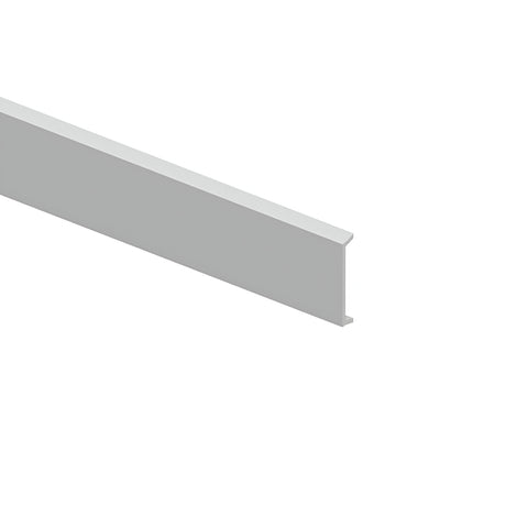 A sleek Luxeon Recessed Track Cover 1m in white, showcased against a white backdrop, featuring a minimalist T-shaped metal beam. The aluminum design emphasizes its extended horizontal top and vertical support, ideal for modern interior design or architecture.