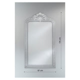 Haussmann full length mirror with rectangular mirrored glass, moulded silver frame and ornate scrolled crest, shown against a plain grey background with 97cm x 175cm dimensions marked.