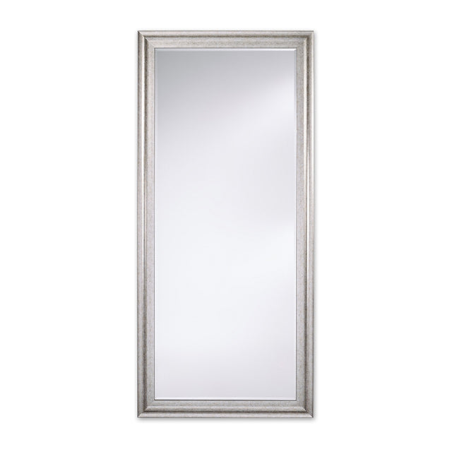 Metz Silver Ornate Framed Full Length Mirror 184cm, a rectangular full-length mirror with a stepped, broken silver moulded frame, shown against a plain white background.