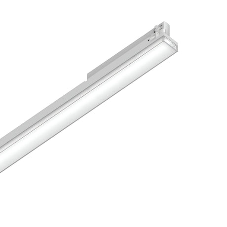 The Dune Wide 3-Phase LED Linear Track Light 40W 3000K - White, measuring 1125cm, boasts a sleek, minimalist design that provides energy-efficient lighting, making it perfect for any contemporary setting.