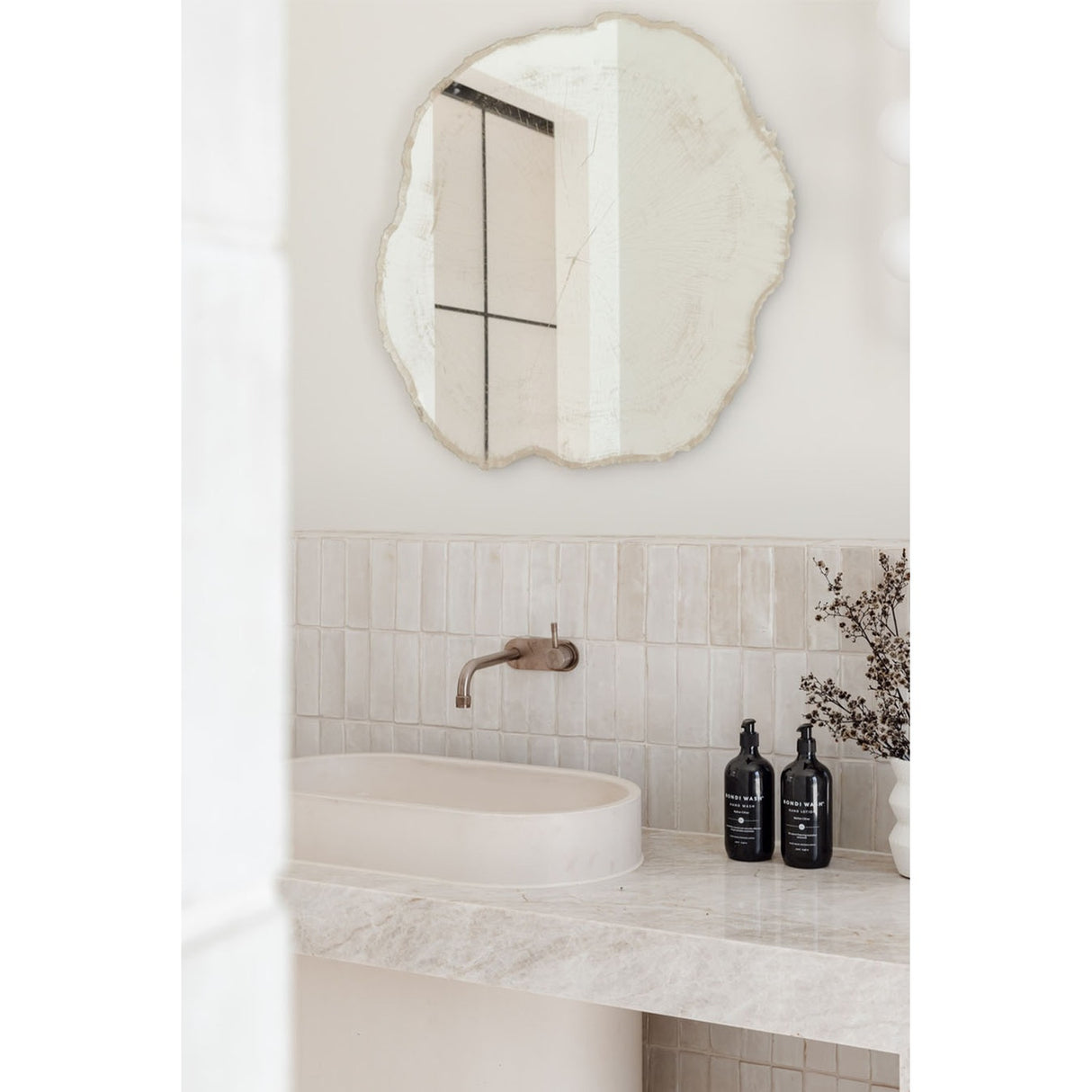 Arbo Ice Tree Ring Printed Glass Wall Mirror 101cm