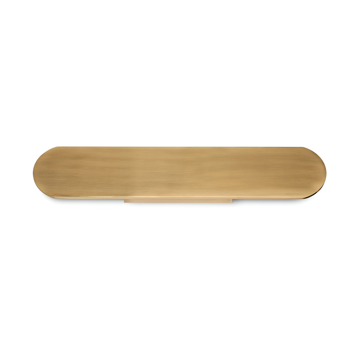 Introducing the Luster Wall Light 30W 3000K - Brass, 60cm: a stylish and elongated brass wall sconce with a shiny finish and rounded edges, crafted for horizontal installation. Equipped with integrated LED technology, its smooth surface impeccably reflects light, offering a contemporary and sophisticated look.