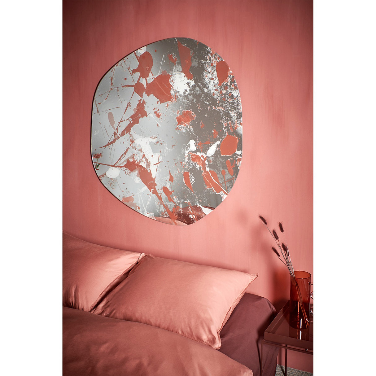 Floc Paint Splatter Printed Glass Wall Mirror 105cm