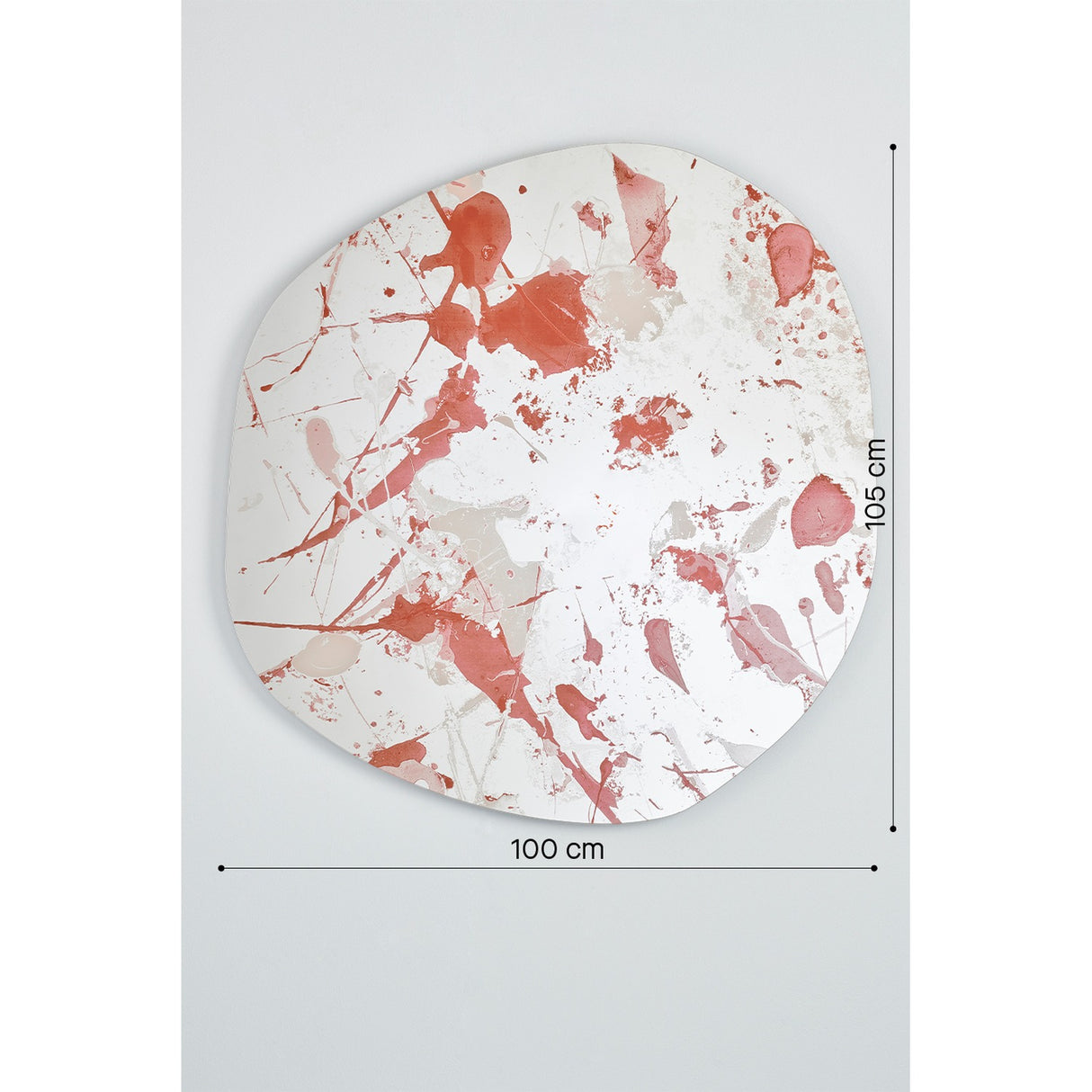 Floc Paint Splatter Printed Glass Wall Mirror 105cm