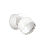 Illuminate your space with the energy-efficient Arcane Round Outdoor LED Single Spotlight in white. Crafted from powder-coated aluminum, its modern, sleek cylindrical design is precisely angled upward, making it an ideal choice for outdoor lighting solutions.