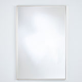 Soho Silver Slim Framed Rectangular Wall Mirror, 121cm tall with a narrow pale silver frame, plain glass surface, shown on a light grey background.
