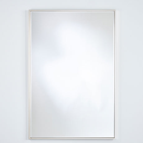 Soho Silver Slim Framed Rectangular Wall Mirror, 121cm tall with a narrow pale silver frame, plain glass surface, shown on a light grey background.
