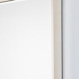 Close-up of the Soho Silver Slim Framed Rectangular Wall Mirror 121cm, showing the narrow squared silver frame edge against a plain light background.