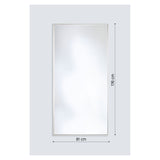 Soho Silver full length rectangular wall mirror with a slim flat silver frame, shown on a plain light grey background with dimensions 81cm by 176cm marked.