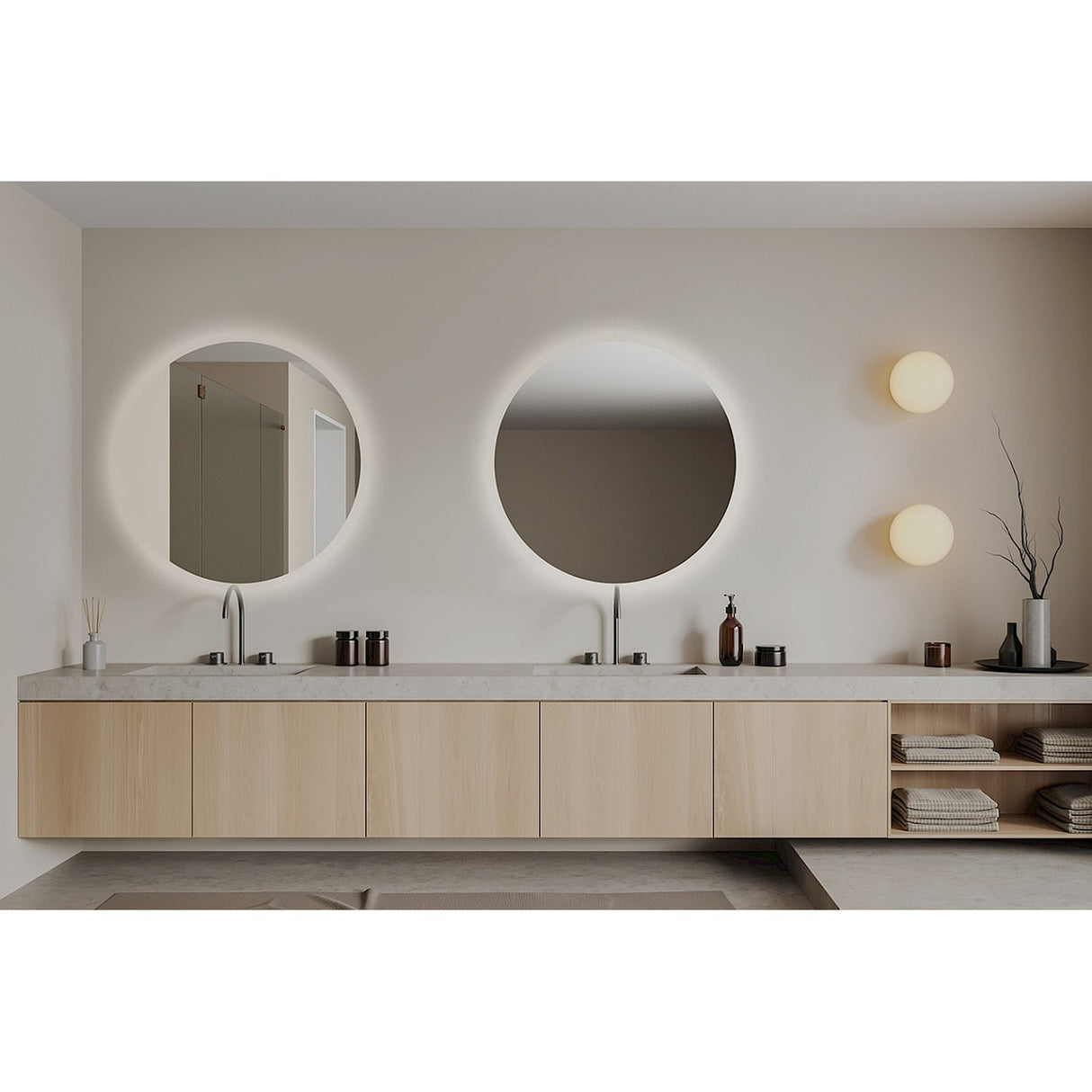 Brio Clear Demister LED IP44 Round Bathroom Mirror 82cm