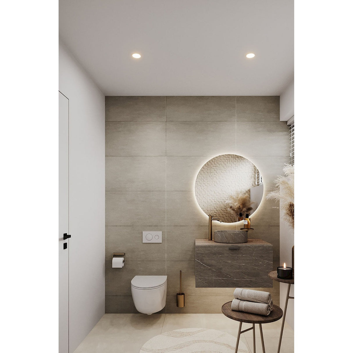 Brio Clear Demister LED IP44 Round Bathroom Mirror 82cm
