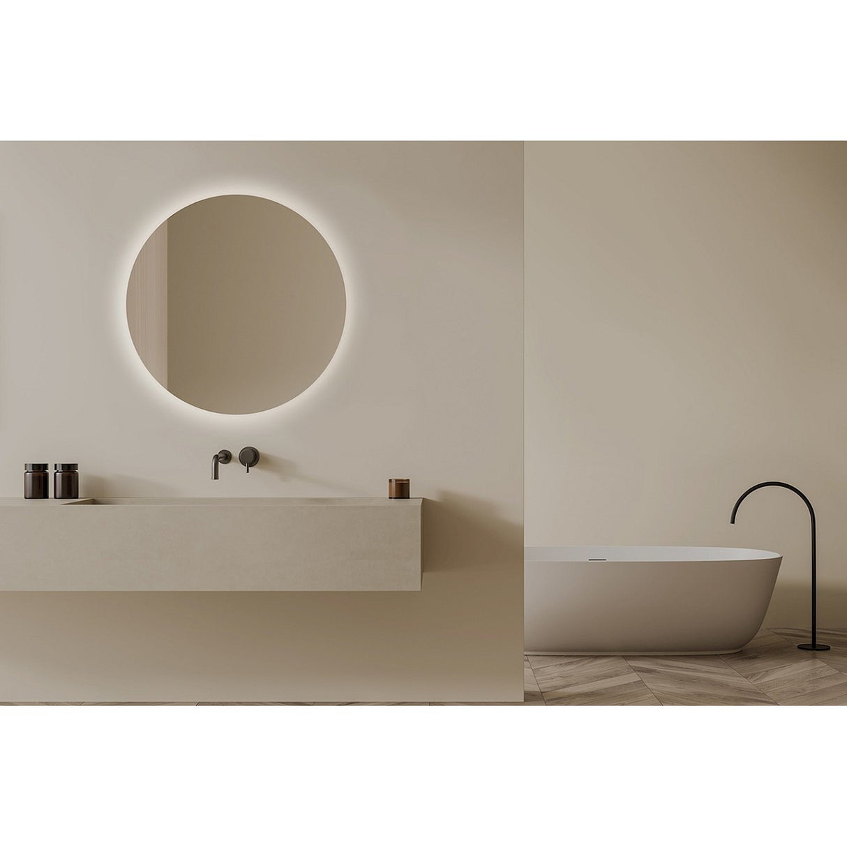 Brio Clear Demister LED IP44 Round Bathroom Mirror 82cm