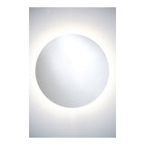 Brio Clear Round LED IP44 Bathroom Mirror, a frameless round mirror with backlit LED glow on a plain white wall background.