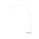 The Lucidia Floor Lamp Arm - White embodies a minimalist style with its modern, curved arch and adjustable arm. Elegantly standing on a circular base, its sleek design brings a sophisticated, contemporary flair to any living room or office setting.