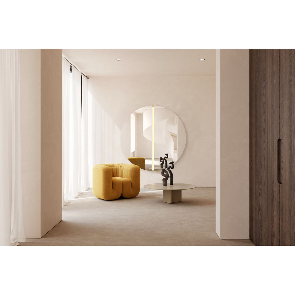 Luna Light LED Two Piece Round Wall Mirror 150cm