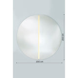 Luna Light LED Two Piece Round Wall Mirror 200cm, a frameless round mirror in two halves with a vertical LED strip in the central seam, shown against a plain grey background.