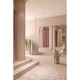 Luna Light LED Two Piece Square Wall Mirror 200cm in a pink-toned fitting room, frameless glass with a vertical LED strip lighting the seam between panels.