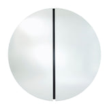 Luna Black Two Piece Round Wall Mirror, 200cm, frameless circular design split into two halves by a recessed black lacquered glass strip, shown on a white background.