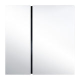 Luna Black Two Piece Square Wall Mirror 200cm, a large frameless square mirror in two panes divided by a black lacquered glass strip, shown on a plain white background.