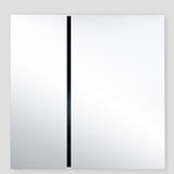 Luna Black Two Piece Square Wall Mirror 200cm, a frameless square mirror split into two panes with a black lacquered glass strip down the centre, shown on a plain light background.