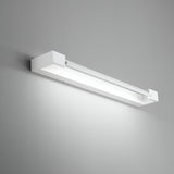 The Lystra LED Wall Light 17W 3000K in white, measuring 60cm, is characterized by its minimalist rectangular form and is set against a plain gray background. This contemporary lighting fixture features clean lines and a modern aesthetic while ensuring energy efficiency with its sleek finish.