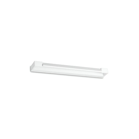 A single Lystra LED Wall Light 17W in white is displayed on a plain white background. The fixture, measuring 60cm, features a frosted cover and is designed for overhead mounting. Its contemporary design and energy efficiency make it ideal for modern spaces seeking style and sustainability.