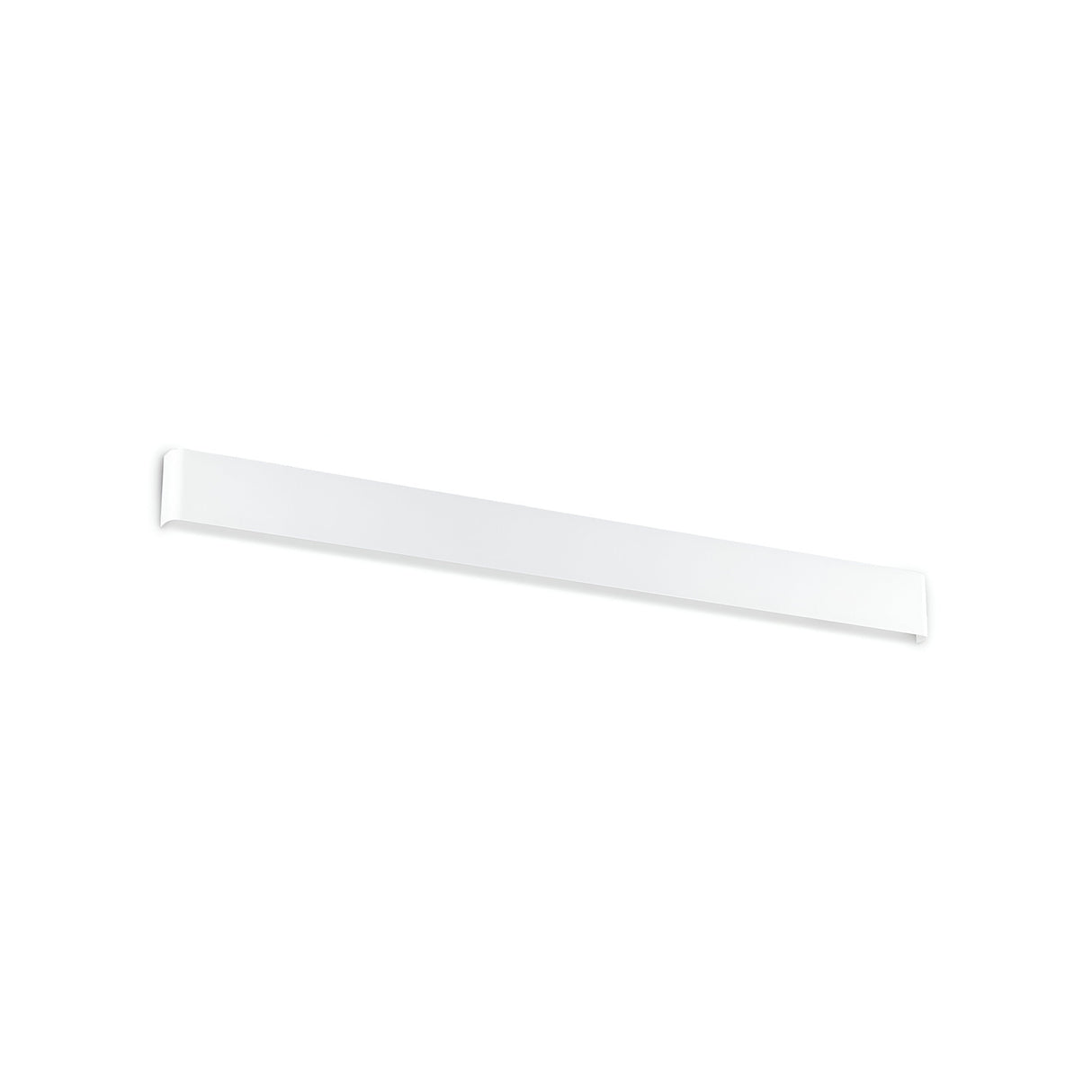 Against a plain white background, the Clarityx LED Wall Light 37W 3000K in white, measuring 110cm, is positioned diagonally, showcasing the elegance of modern lighting fixtures.