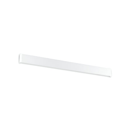 Against a plain white background, the Clarityx LED Wall Light 37W 3000K in white, measuring 110cm, is positioned diagonally, showcasing the elegance of modern lighting fixtures.