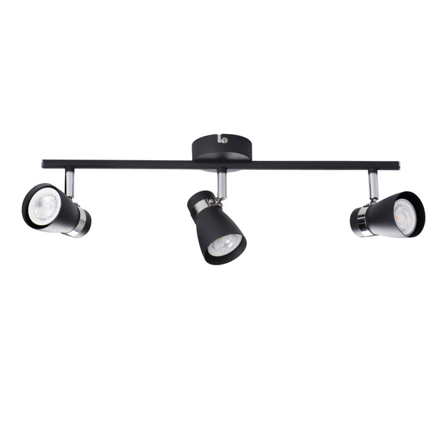 ENALI 470x80 3 x GU10 Triple Spotlight Bar - Black