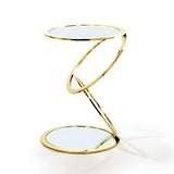 Aros Round Stainless Steel & Mirror Side Table - Gold