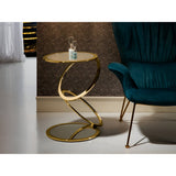Aros Round Stainless Steel & Mirror Side Table - Gold