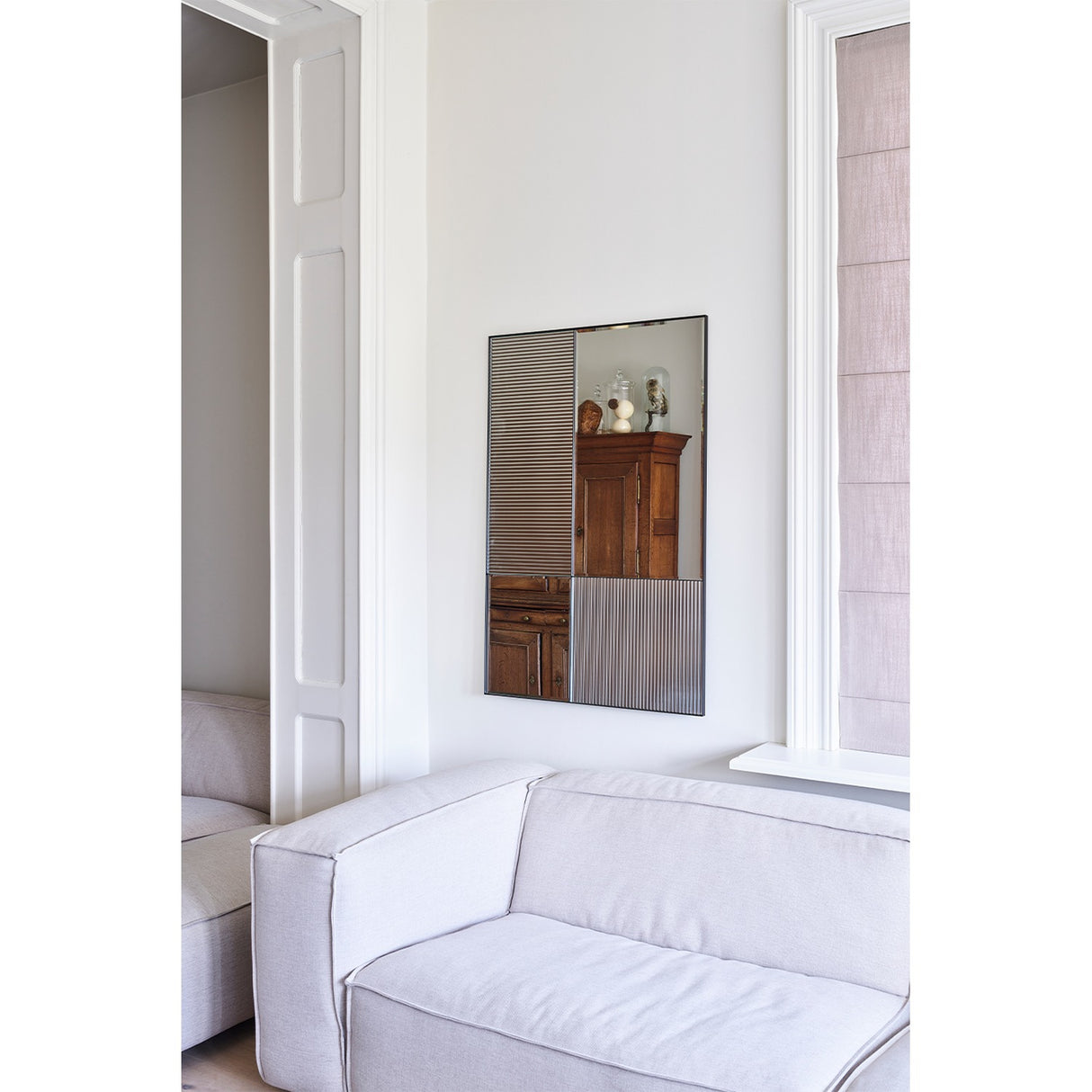 Finestra Flutes Textured Glass Wall Mirror 120cm - Black