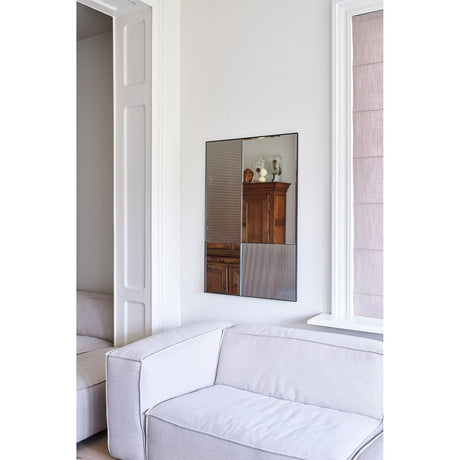 Finestra Flutes Textured Glass Wall Mirror 120cm - Black