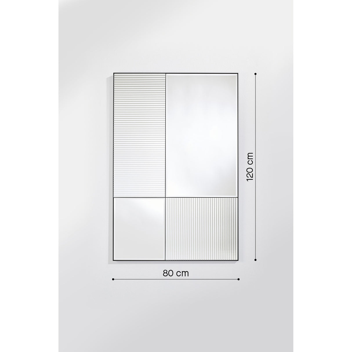 Finestra Flutes Textured Glass Wall Mirror 120cm - Black