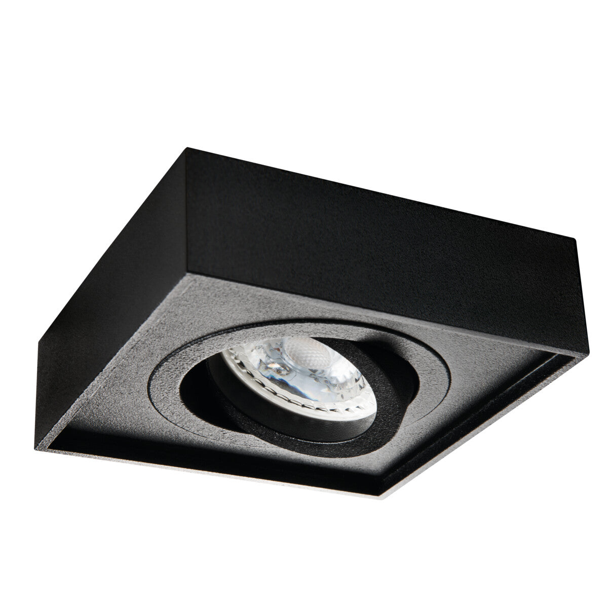 Adjustable GU10 Square Recessed Spotlight 30° 85mm cut-out 10W max - Black