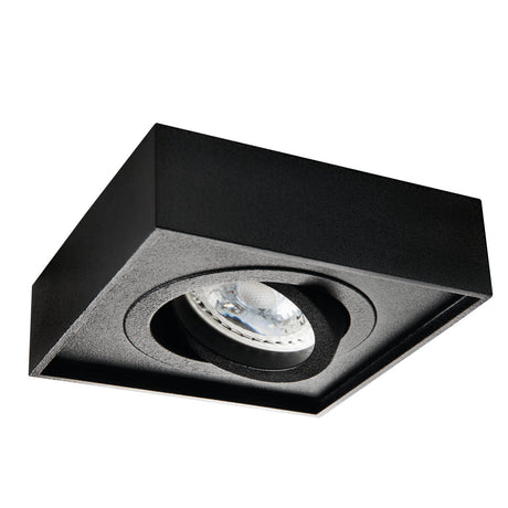 Adjustable GU10 Square Recessed Spotlight 30° 85mm cut-out 10W max - Black