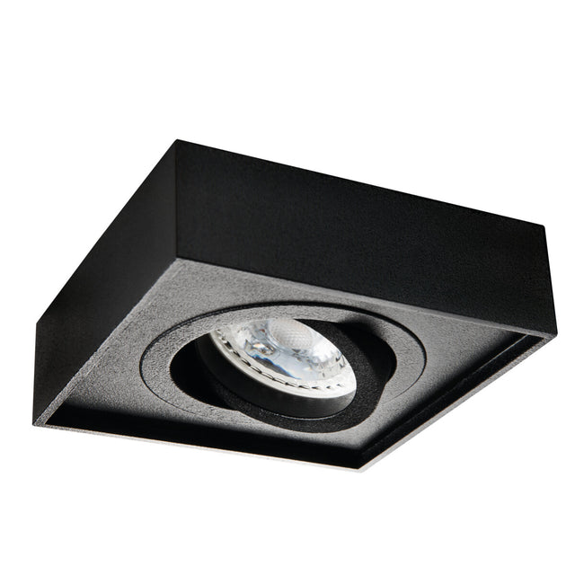 Adjustable GU10 Square Recessed Spotlight 30° 85mm cut-out 10W max - Black