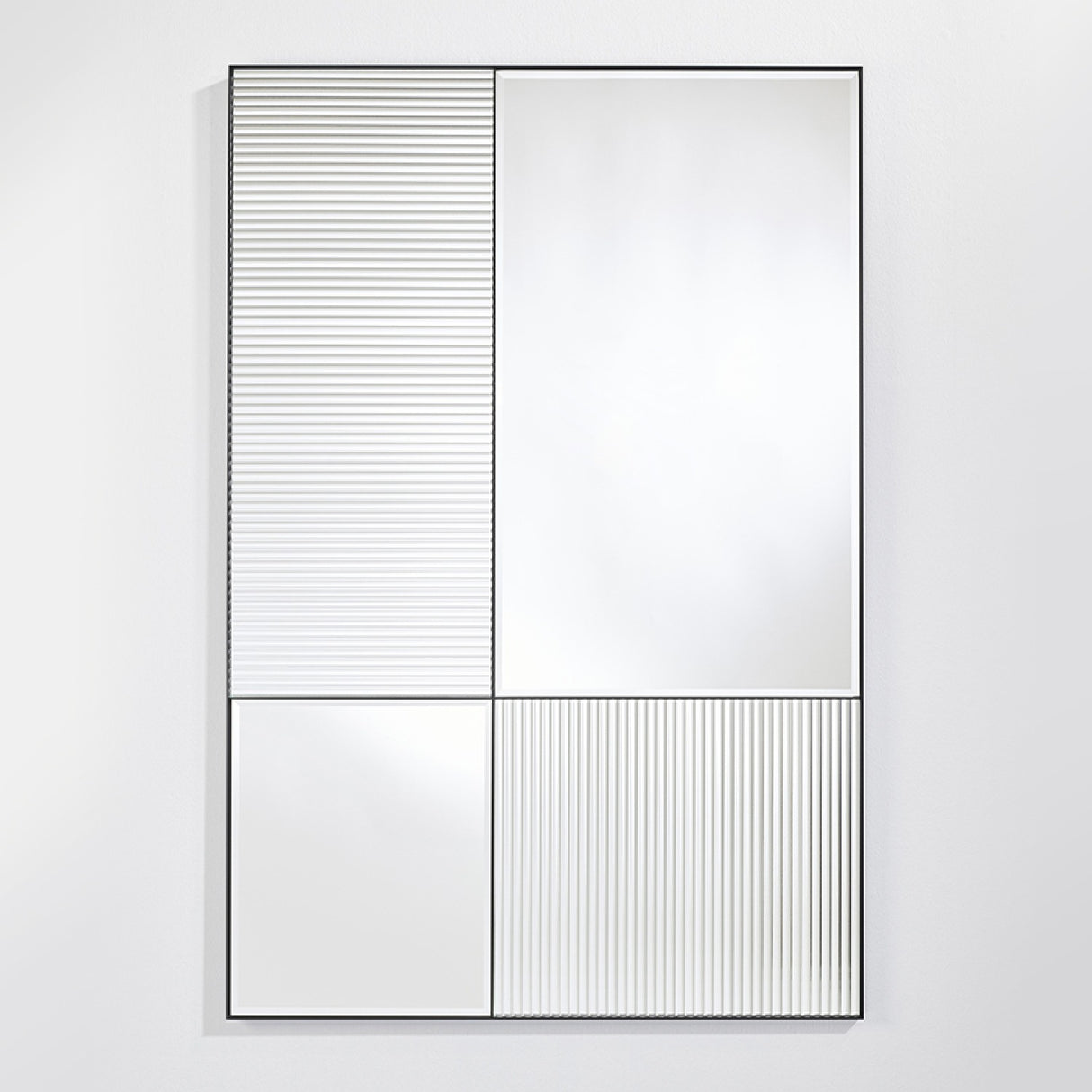 Finestra Flutes Textured Glass Wall Mirror 120cm - Black