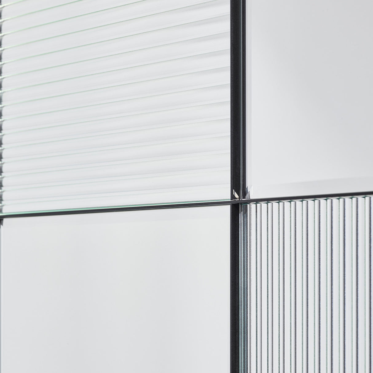 Finestra Flutes Textured Glass Wall Mirror 120cm - Black