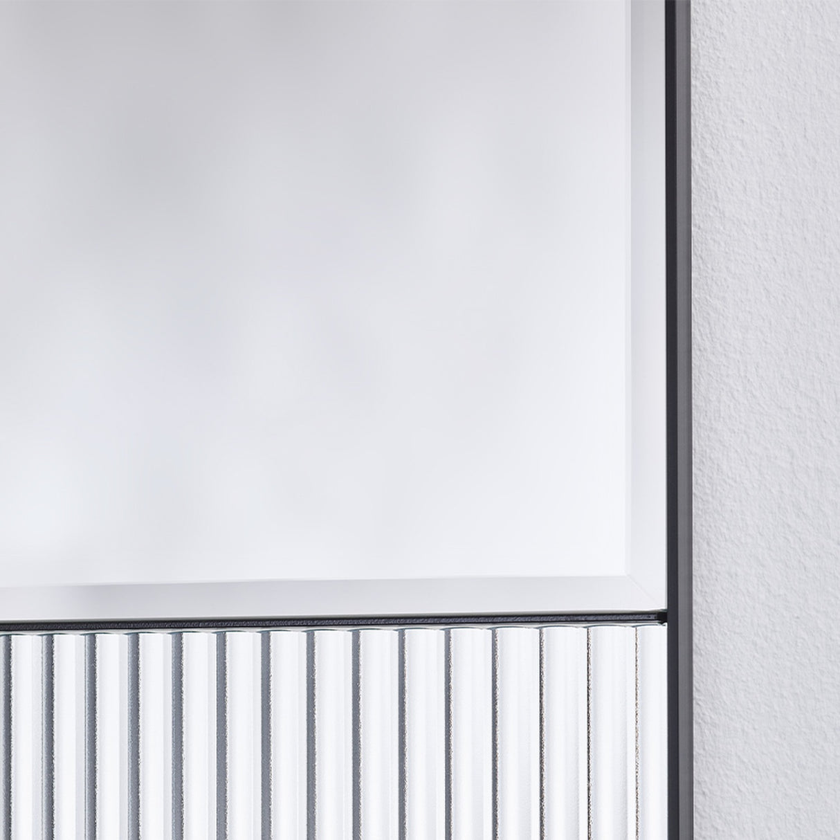 Finestra Flutes Textured Glass Wall Mirror 120cm - Black