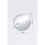 Round wall mirror in a bronze metal frame, 85cm diameter, with a flush 14cm magnifying section and a 360° rotating fixing, shown on a plain light background.