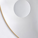 Close-up of the magnifying circle set within the main glass, with the bronze frame edge running past it.
