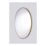Hoop Bronze Round Wall Mirror 105cm with a thin bronze metal frame, shown at an angle against a plain light grey background.